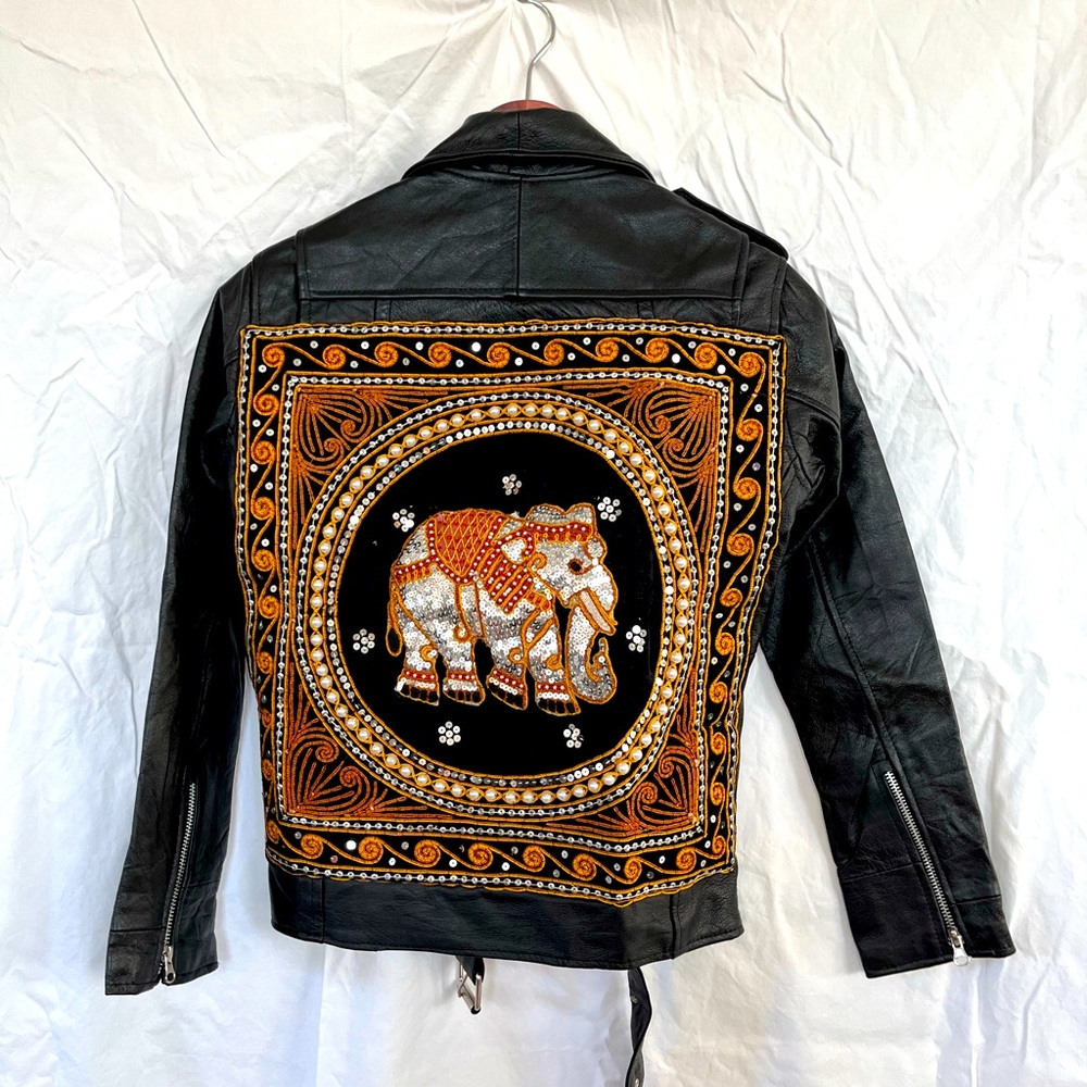 Elsie&Fred Embellished Leather Jacket Size 36 (2-4/Small-Medium)